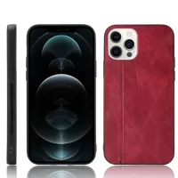PU Leather Coated PC + TPU Hybrid Case for iPhone 12 Pro / iPhone 12 - Red