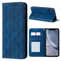 Imprint Flower Pattern Auto-absorbed Stand Phone Cover Case with Card Slots for iPhone XS Max 6.5-inch - Blue