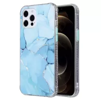 Coloured Glaze Marble Pattern PC Back TPU Case for iPhone 12 Pro Max - Blue