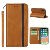 Auto-absorbed Texture Leather Stand Phone Case with Wallet Design for iPhone X / iPhone XS 5.8-inch - Brown