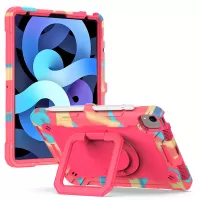 Dual Protection PC and Silicone Tablet Case with Rotating Kickstand Design for iPad Pro 11-inch (2021)(2020)(2018)/Air (2020)/Air (2022) - Rainbow/Rose Red