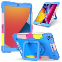 PC and Silicone Tablet Case with Rotating Kickstand for iPad 10.2 (2020)/(2019) - Rainbow/Blue