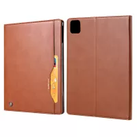 Wallet Stand Leather Tablet Protective Case with Pen Slot for iPad Air (2020)/Air (2022) - Brown