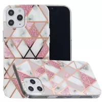 Marble Pattern Electroplating IMD TPU Phone Case for iPhone 12 Pro 6.1 inch - Pink/White