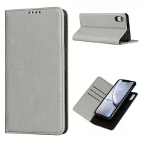 Litchi Skin Genuine Leather TPU Stand Shell for iPhone XR 6.1 inch Detachable 2 in 1 Case - Grey