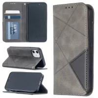 Geometric Pattern Leather Stand Case with Card Slots for iPhone 12 mini 5.4 inch - Grey