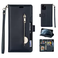 Multi-function Slots Leather Wallet Unique Case for iPhone 12 mini - Dark Blue