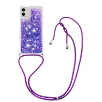 Dynamic Quicksand TPU Shockproof Cell Phone Protective Shell Cover with Lanyard for iPhone 11 6.1 inch - Purple