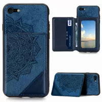 Mandala Flower Pattern PU Leather+TPU Flip Wallet Phone Case for iPhone SE (2020)/SE (2022) / 8 / 7 - Blue