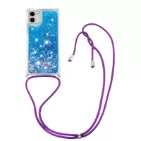 Dynamic Quicksand TPU Shockproof Cell Phone Protective Shell Cover with Lanyard for iPhone 11 6.1 inch - Blue