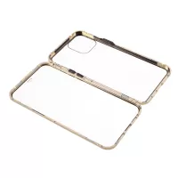 Double-sided Tempered Glass + Magnetic Metal Frame Hybrid Phone Case (Bubble Bag Package) for iPhone 12 Pro Max - Gold