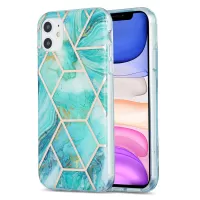 Marble Pattern Electroplating IML IMD 2.0mm TPU Phone Cover for iPhone 11 6.1 inch - Green/Gold/White