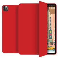 Sleep/Wake Function Smooth-Feeling Tri-fold Stand Leather Case with Pen Slot for iPad Air (2020)/Air (2022) - Red