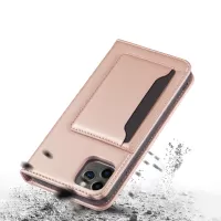 Strong Magnetic PU Leather+TPU Wallet Phone Kickstand Case Cover for iPhone 12 - Rose Gold