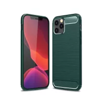 Carbon Fiber Brushed TPU Protector Mobile Phone Case for iPhone 12 Pro/12 - Green