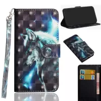 Light Spot Decor Pattern Printing Wallet Stand Leather Case with Strap for iPhone 12 Pro Max 6.7 inch - Wolf