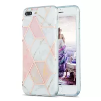 2.0mm Electroplating IMD Splicing Marble Pattern Design TPU Protector Cover for iPhone 7 Plus/8 Plus - Pink/White