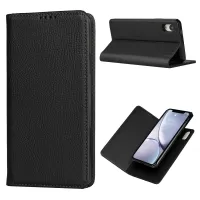 Litchi Skin Genuine Leather TPU Stand Shell for iPhone XR 6.1 inch Detachable 2 in 1 Case - Black
