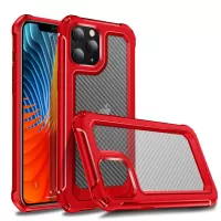 Carbon Fiber Texture PC + TPU Combo Protective Case for iPhone 12 Pro Max 6.7 inch - Red