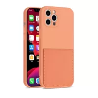 Soft TPU Phone Case with PU Leather Card Slot for iPhone 12 Pro Max 6.7-inch - Orange
