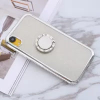 Glittery Powder Design Electroplating TPU Back Case with Metal Kickstand [Built in Magnetic Metal Sheet] for iPhone XR 6.1-inch - Silver