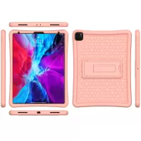 Shockproof Silicone Protector Kickstand Shell for iPad Pro 12.9-inch (2021) (2020) Tablet Case - Rose Gold