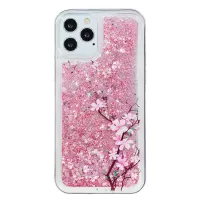 Stylish Pattern Glitter Powder Quicksand TPU Shell Phone Case for iPhone 12 Pro/12 - Pink Flower