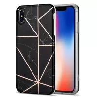 Colorful Splicing Marble Pattern Straight Edge Phone Case for iPhone XS Max - Black