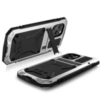 R-JUST Shockproof Dustproof Waterproof Protector Cover for iPhone 12 mini Kickstand Shell - Silver