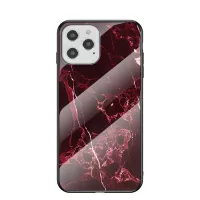 Marble Texture Tempered Glass + PC + TPU Combo Case for iPhone 12 Pro/12 - Red