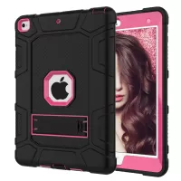 Shockproof Anti-dust Detachable 2-in-1 Protective TPU + PC Kickstand Tablet Cover for for iPad 9.7-inch (2017) (2018) - Black/Rose