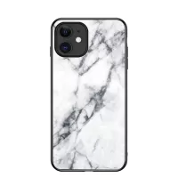 Marble Texture Tempered Glass + PC + TPU Hybrid Case for iPhone 12 mini - White