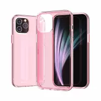 Anti-fingerprint Clear PC+TPU Hybrid Phone Cover for iPhone 12 Pro Max 6.7 inch - Pink