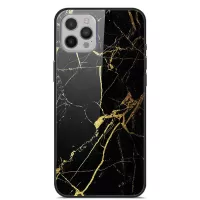 Pattern Printing Tempered Glass + TPU + PC Hybrid Case for iPhone 12 Pro Max - Gold/Black