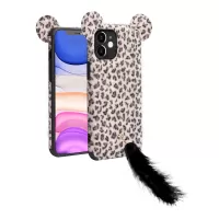 QIALINO Stylish Leopard Skin Plush Coated TPU Phone Cover Case for iPhone 11 - Black