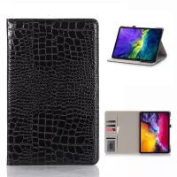 Plain Crocodile Skin Wallet Leather Smart Cover Case for iPad Pro 11-inch (2018)/(2020)/Air (2020)/Air (2022) - Black
