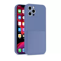 Soft TPU Phone Case with PU Leather Card Slot for iPhone 12 Pro Max 6.7-inch - Dark Purple