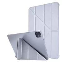 Silk Texture Origami Stand Leather Smart Tablet Cover Shell for iPad Air (2020)/Air (2022) - Silver