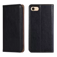 Solid Color Auto-Magnetic Leather Phone Case for iPhone 7/8/SE (2020)/SE (2022) - Black