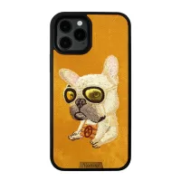 NIMMY Full Coverage TPU Phone Protective Case with Stylish Embroidery Design for iPhone 12 mini - Bulldog/Yellow