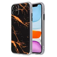 For iPhone 11 6.1 inch Coloured Glaze Marble Pattern PC Back TPU Case - Black
