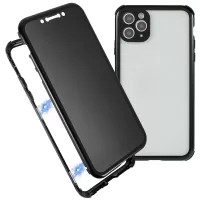Metal Frame + Double Side Tempered Glass + Lens Cover Lock Installation Anti-peep Case for iPhone 11 Pro Max - Black