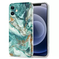 For iPhone 12 Precise Cut-Out Gilding Marble Pattern Printing Design TPU Phone Protector Cover - Green