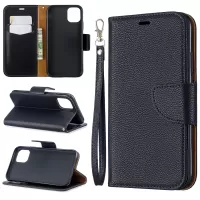 Litchi Texture Leather Wallet Stand Mobile Phone Case for iPhone 11 6.1 inch (2019) - Black