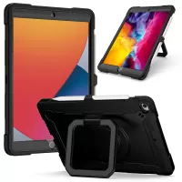 PC and Silicone Tablet Case with Rotating Kickstand for iPad 10.2 (2020)/(2019) - Black/Black
