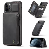 CASEME C20 Zipper Pocket Card Slots PU Leather Coated TPU Phone Case for iPhone 11 Pro 5.8 inch - Black
