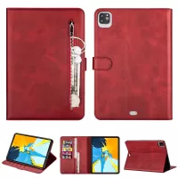 Zipper Pocket Wallet Stand TPU + PU Leather Tablet Protective Case Cover for iPad Air (2020)/Air (2022) - Red