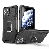 Rotatable Finger Ring Kickstand PC + TPU Hybrid Back Case for iPhone 11 Pro Max 6.5-inch - Black