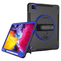Thicken Kickstand for iPad Pro 11-inch (2021)/(2020)/(2018) PC TPU Hybrid Cover with Pen Slot PET Film - Black / Blue