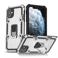 Rotatable Finger Ring Kickstand PC + TPU Hybrid Back Case for iPhone 11 6.1-inch - Silver